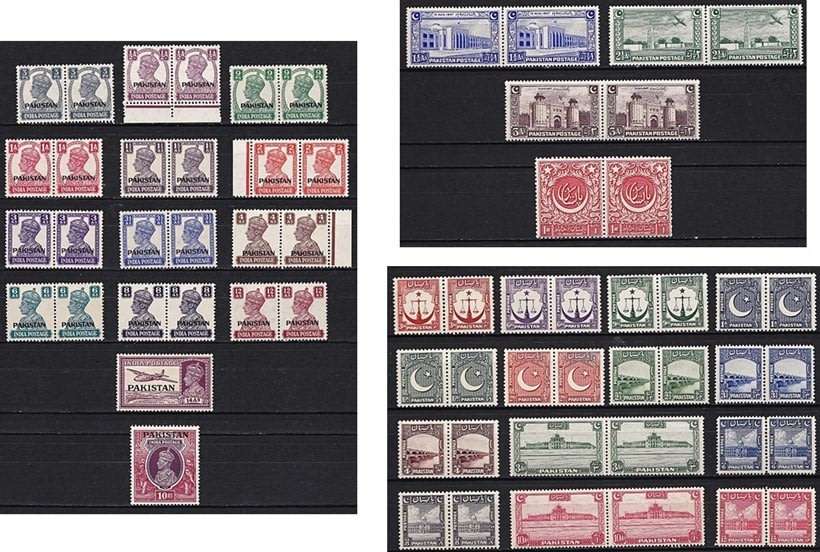 1947/48 Pakistan Opt on KGVI India Issues UMM (**) Part Sets & Pairs  *** HIGH CV = R3,000+ ***