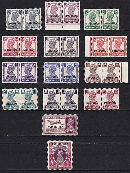 1947/48 Pakistan Opt on KGVI India Issues UMM (**) Part Sets & Pairs  *** HIGH CV = R3,000+ ***