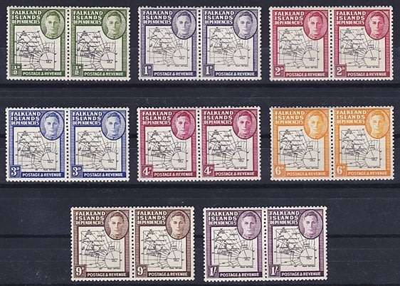 1946 Falkland Dependencies KGVI Full UMM (**) Set (SG.G1-G8)  in PAIRS  *** CV = R800+ ***