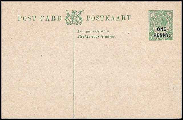 SCARCE MINT Union Postcard - "ONE PENNY" Surcharge on ½d Prepaid Postcard