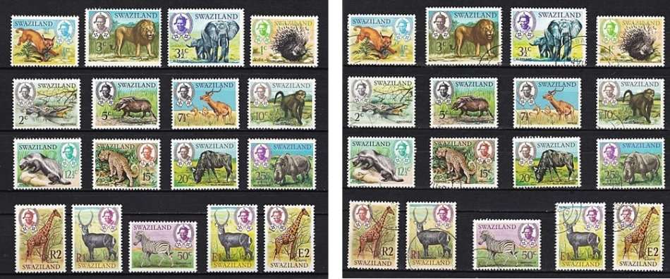 1969 Swaziland Native Wild Animals UMM (**) & VFU Sets Incl 1E & 2 E Issues  *** CV = R2,000+ ***