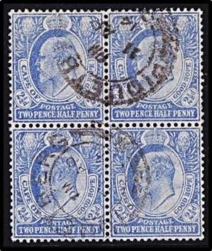 1904 CoGH 2½d KEVII SACC.68 Block of 4 "PIQUETBERG" Cancel  *** CV = R680++ ***