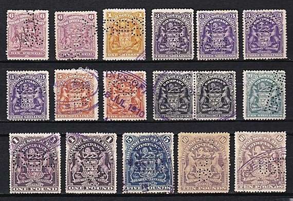 1898 & 1909 Definitives (Perfins) to £10 (7/6 pair not Perfin)  *** FANTASTIC STUDY GROUP ***