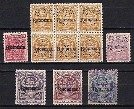 1898 & 1909 Definitives (Perfins) to £10 (7/6 pair not Perfin)  *** FANTASTIC STUDY GROUP ***
