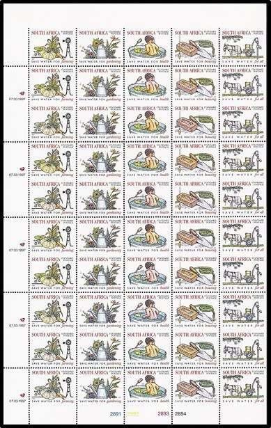 1997 Save Water and Readers Digest Full Sheets - IMPERF BETWEEN PANES