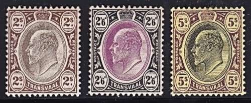 1902 KEVII Transvaal Very Fine MM (*) 2/-, 2/6 and 5/-  *** CV  R2,500 ***