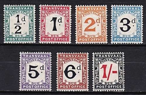 1907 Transvaal Postage Due FRESH Full MM (**) Set  *** CV  R930 ***