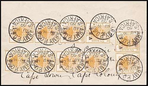Fantastic Item 1900 Boer War Cover - 10 x `ARMY P.O.43` Cancels on 10 x V.R.I. Surch Issues