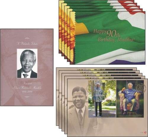 Nelson Mandela Bulklot - PHILATELIC TRIBUTE BOOK and Issues / 5 x Birthday Booklets / 5 x Covers