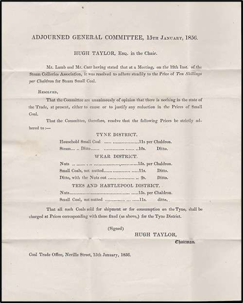 1856 GBR ENTIRE (SG.24/40): NEWCASTLE-ON-TYNE to FENCE-HOUSES  *** COAL INDUSTRY ***