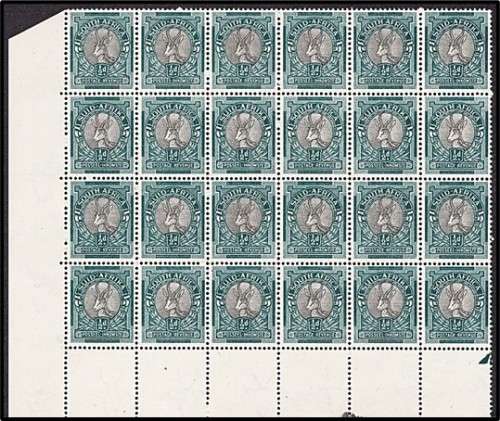 1947/54 Union Block of 24 UMM (**) ½d Screened Pictorials  *** NICE SHOWPIECE ***