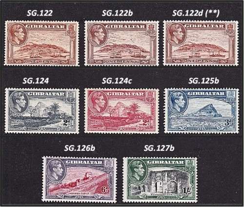 1938 Gibraltar KGVI MM (*) Specialised Issues - See Scans  *** CV  R1,250+ ***