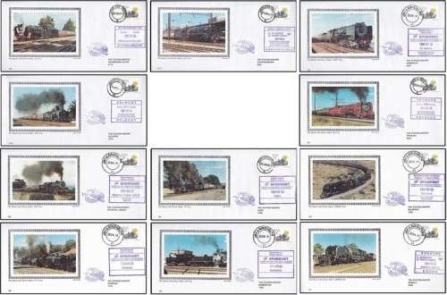 Set of 11 Bush Steam Covers (1991) - Diff Station Handstamps