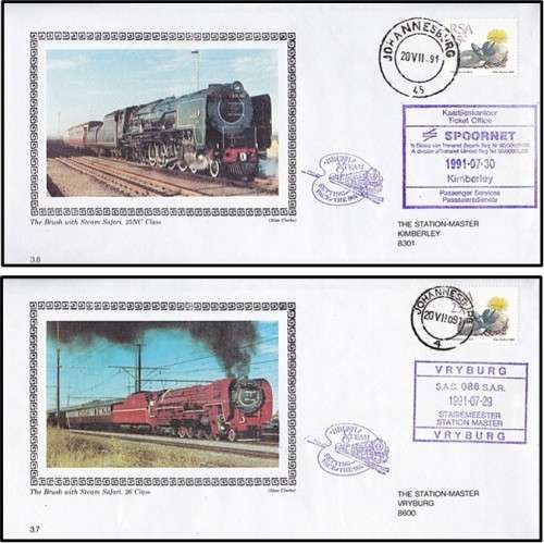 Set of 11 Bush Steam Covers (1991) - Diff Station Handstamps