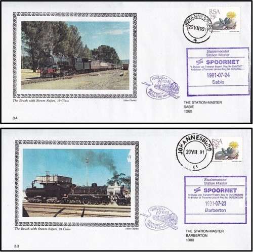 Set of 11 Bush Steam Covers (1991) - Diff Station Handstamps