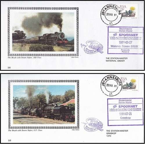 Set of 11 Bush Steam Covers (1991) - Diff Station Handstamps