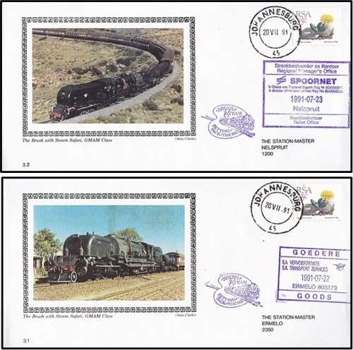 Set of 11 Bush Steam Covers (1991) - Diff Station Handstamps