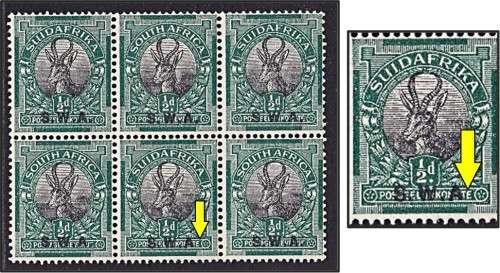 1927/30 SWA 1/2d UMM/MM CC.81a with Missing Stop & WORN PLATES