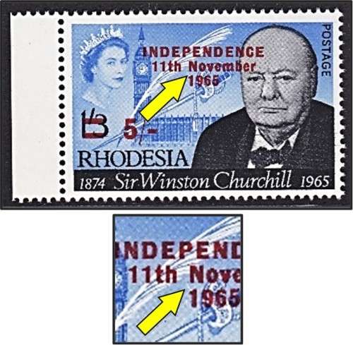 1966 Rhodesia 5/- UMM (**) CC.130a VAR - Scratch through Sword *** R1,400+ ***