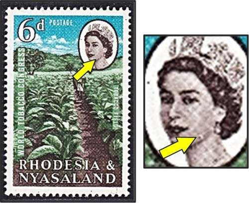 1963 Rhodesia & Nyasaland CC.45a VAR UMM (**) - SPOT ON CHEEK