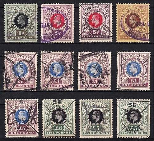 Natal KEVII Revenues 1/- to 5Pounds - GREAT STUDY LOT