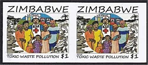 2016 Zimbabwe $1 Toxic Waste Polution UMM (**) IMPERF PAIR