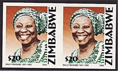 2002 Zimbabwe $20 Sally Mugabe UMM (**) IMPERF PAIR