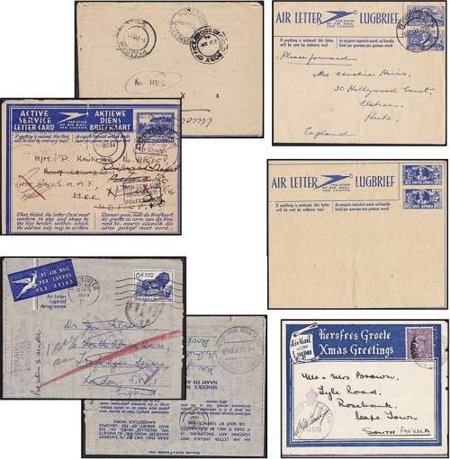 WWII Period Air Letters & Front - SA Union Adressees - Nice Study Lot!
