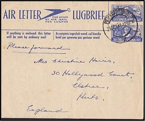 WWII Period Air Letters & Front - SA Union Adressees - Nice Study Lot!