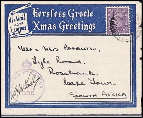 WWII Period Air Letters & Front - SA Union Adressees - Nice Study Lot!