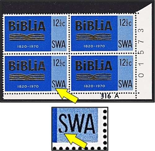 1970 SWA Biblia CC.239a UMM(**) Control with Shaved SWA - Nice Item