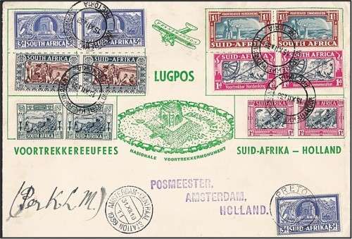 15 Dec 1938 Uncommon Voortrekker Centenary Airmail Cover