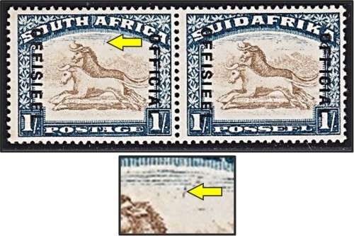 1930 1/- Union Official MM(*) CC.17 UHB VAR - Flash/Slash under `AF`