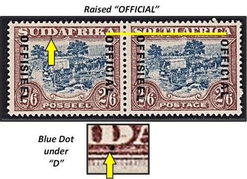 1930 2/6 Union Official MM(*) CC.20d VAR - RAISED OFFICIAL & Dot under `D` *** V/Rare ***