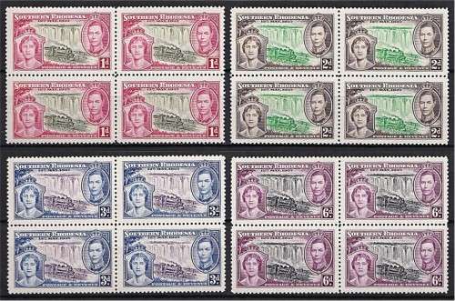 1937 S.Rhodesia Coronation UMM(**) Set in Blocks of 4 *** FRESH SET ***