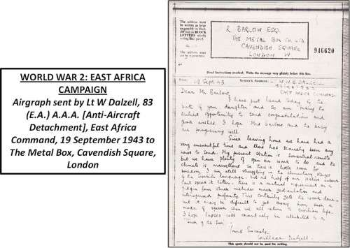 1943 WWII Airgraph from East Africa Command - See Description & Scan *** RARE ***