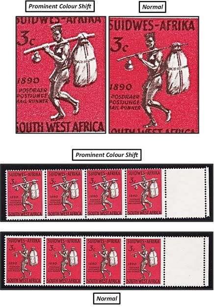 1965 SWA 3c UMM(**) Mai Runner Showing MAJOR COLOUR SHIFT + Normal Strip