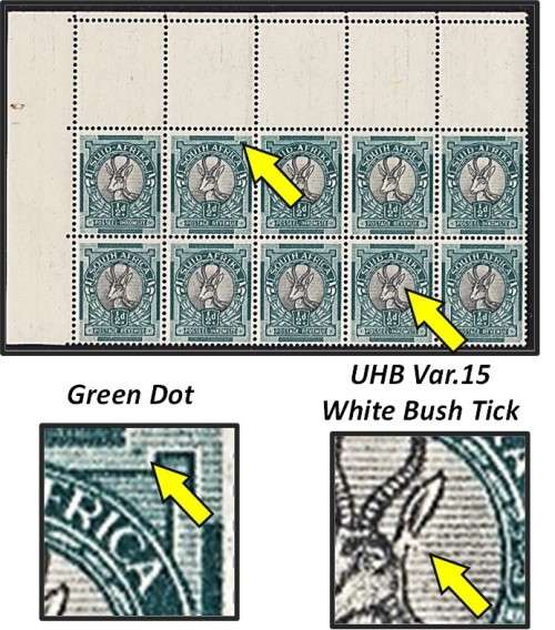 1949 Union 1/2d UMM(**) Corners - UHB V.15 - White Bush Tick, Black Buck etc...