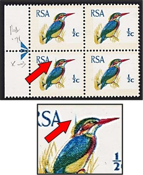 1970 RSA 1/2c CC.287a UMM(**) Var - EXTRA BLUE FEATHER ON HEAD