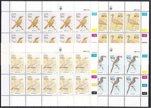 1988 SWA - Birds Set in Full UMM(**) Sheetlets