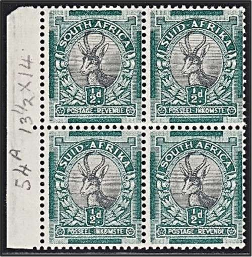 1935 Union 1/2d MM/UMM Marginal Coil Block Perf.13,5x14  - CC.55b - R970