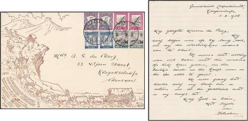 1938 CAPE TOWN Voortrekker Cover & Original Accompanying Letter - See Scans