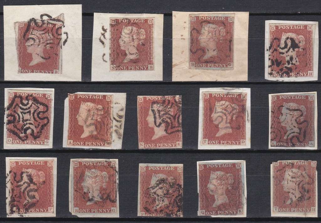 1841 GB 1d Imperf (14) - White/Blued Paper/On/Off Piece - Maltese Cross All *** R16,800+ ***