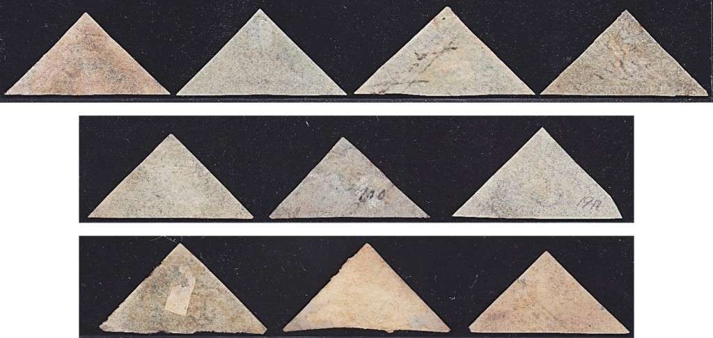 1853/64 CoGH Triangles Used Study Lot - 2 Margins, 3 Thin Margins etc.