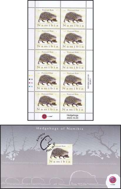 23/10/2023 Namibia Brand New Hedgehog Issue - Sheetlet of 10 & FDC (Only 500 Issued)