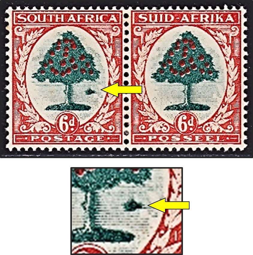 1937 Union 6d Type I MM(*) Var.60c - MOLEHILL FLAW  *** CV  R3,000 ***