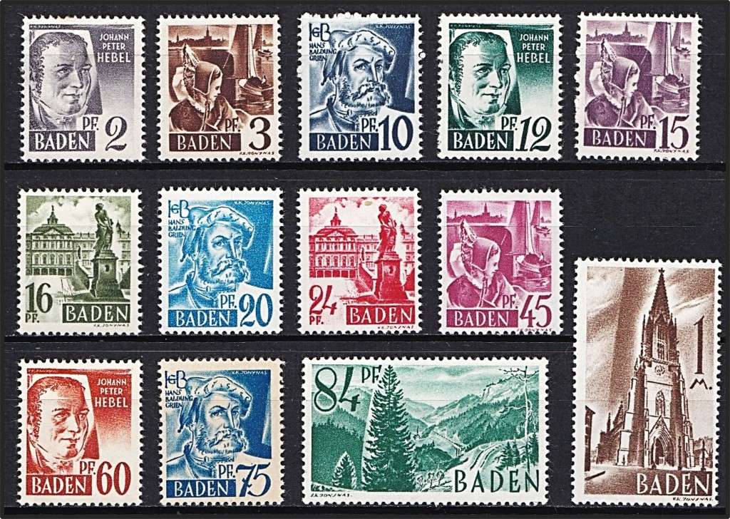 1947 Baden, Rheinland Pfalz & Wurttemberg Mint(*) Sets