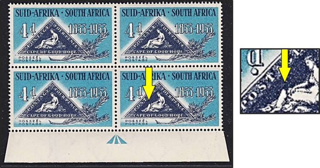 1953 Union 4d UMM(**) CC.144a Positional Variety - BROKEN KNEE