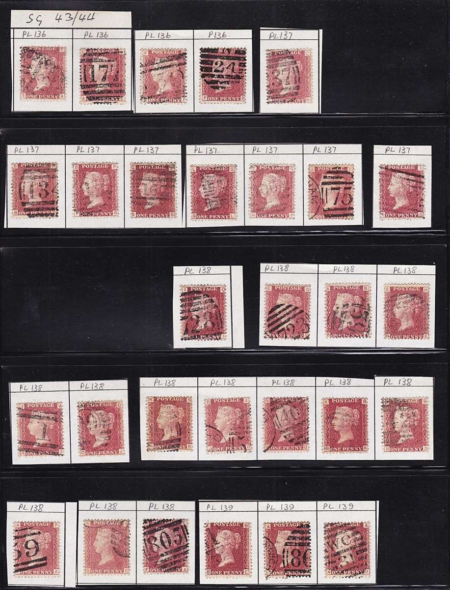 Huge 1858/70 Great Britain 1 Penny Red SG.43/4 Plate.136-208 Selection  - High CV Study Lot!