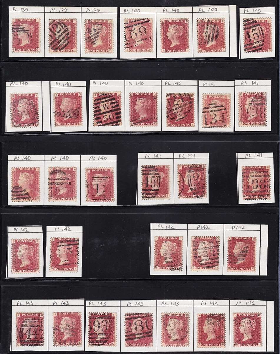 Huge 1858/70 Great Britain 1 Penny Red SG.43/4 Plate.136-208 Selection  - High CV Study Lot!